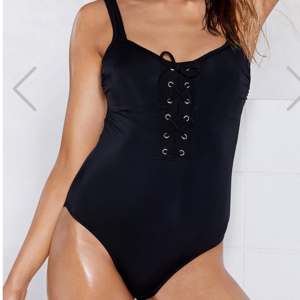 Nasty Gal Eyelet One Piece Swimsuit, size 4
